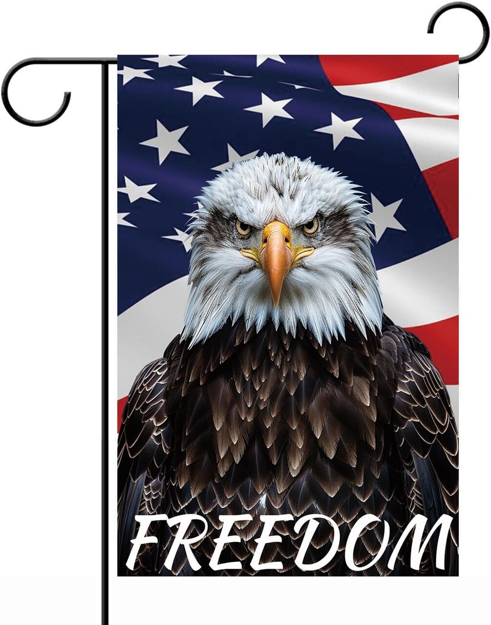 Bald Eagle Freedom Garden Flag - Bald Eagle with American Flag and 'FREEDOM' Banner